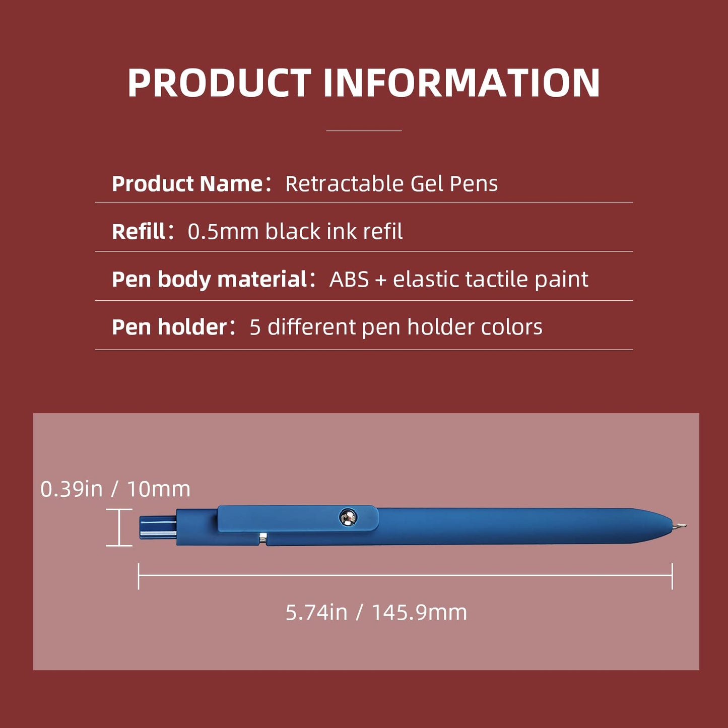 UIXJODO Gel Pens, 5 Pcs 0.5mm