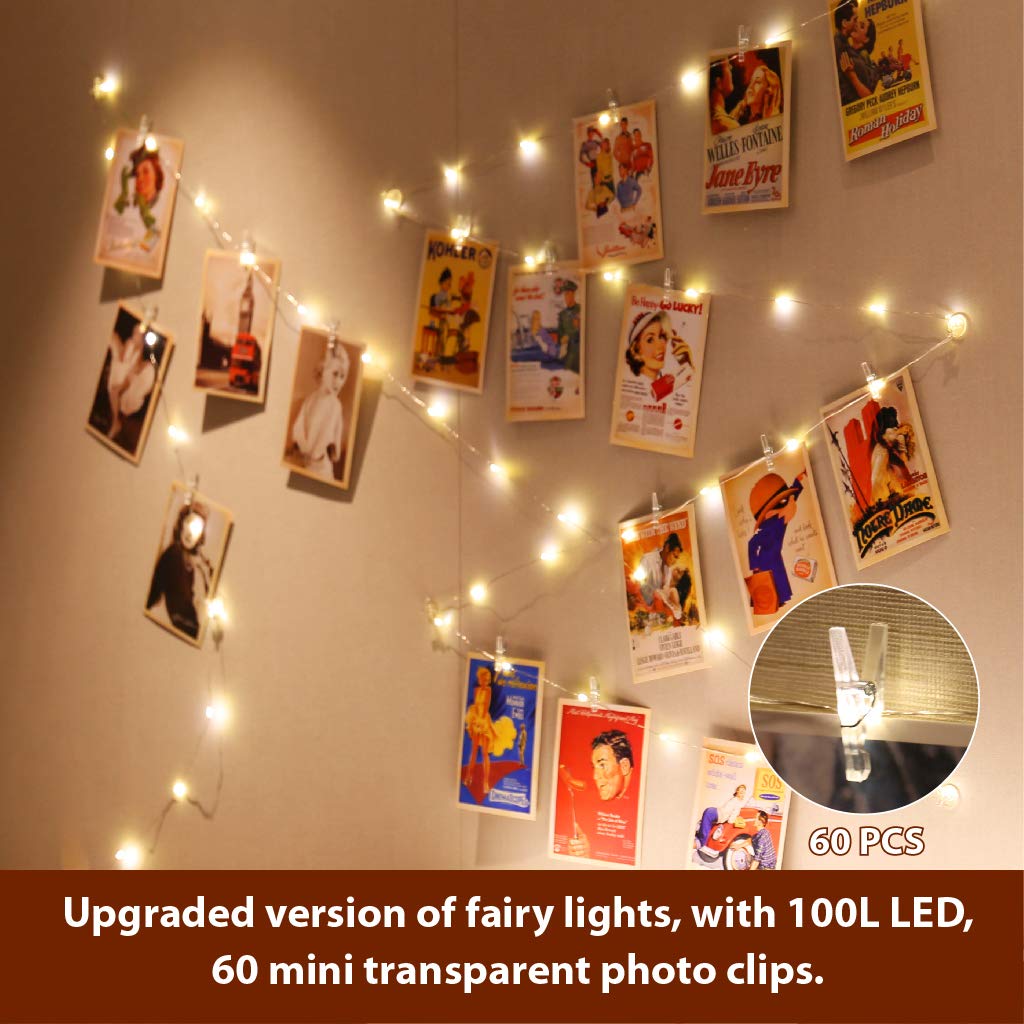 HXWEIYE 120LEDs Photo String Light, Warm White 40Ft