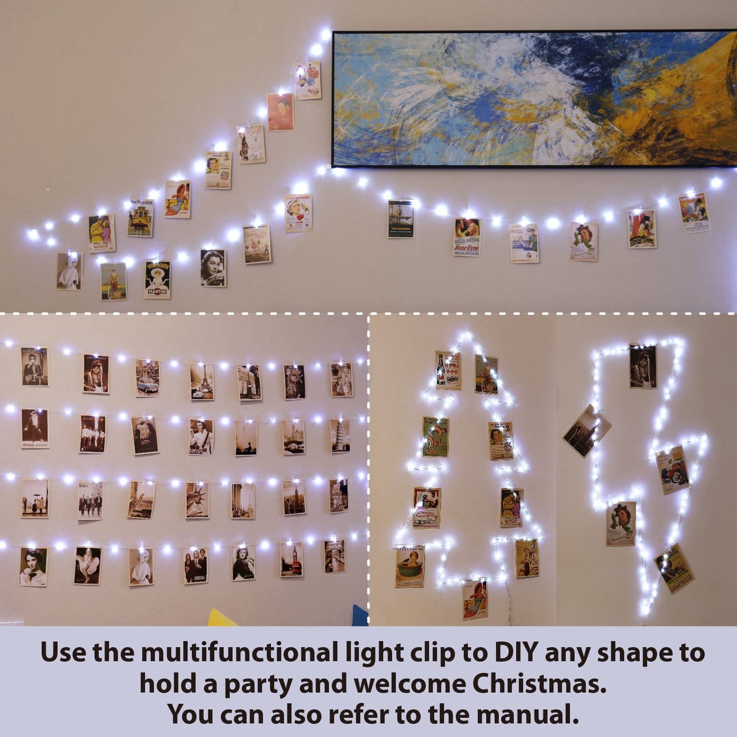 HXWEIYE 120LEDs Photo String Light, Warm White 40Ft