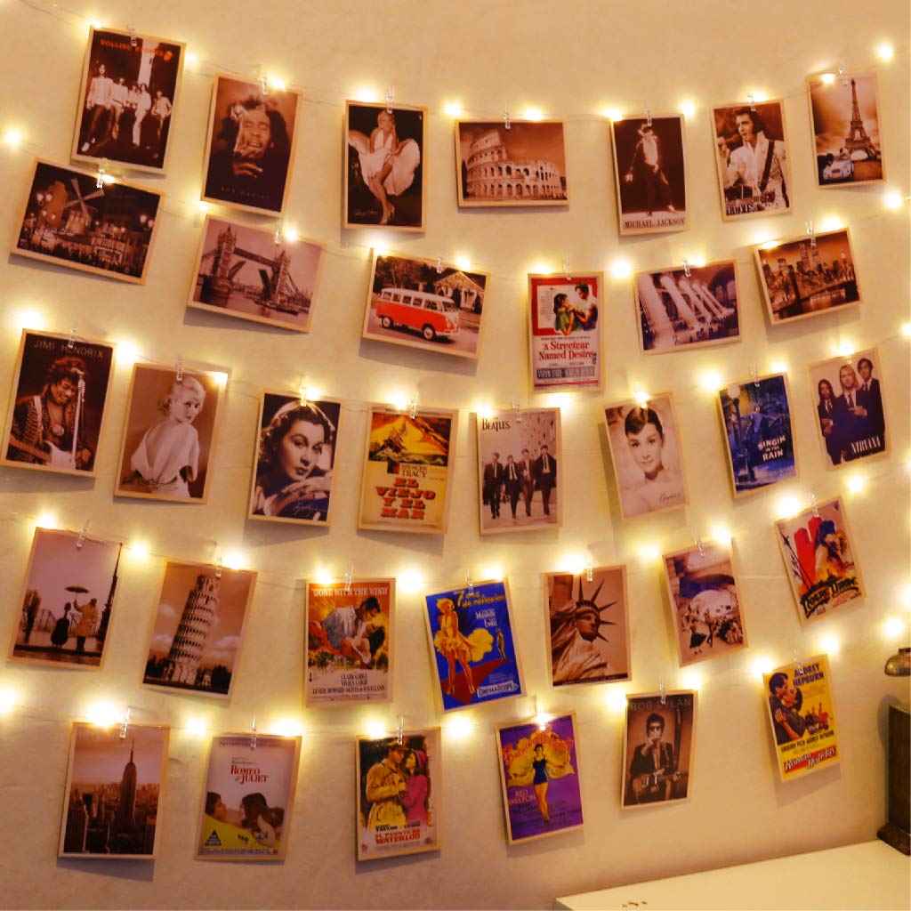 HXWEIYE 120LEDs Photo String Light, Warm White 40Ft