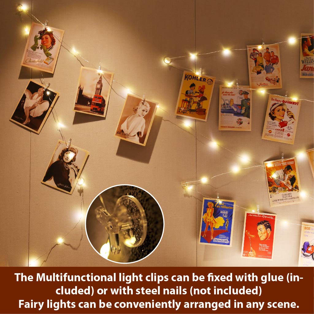 HXWEIYE 120LEDs Photo String Light, Warm White 40Ft