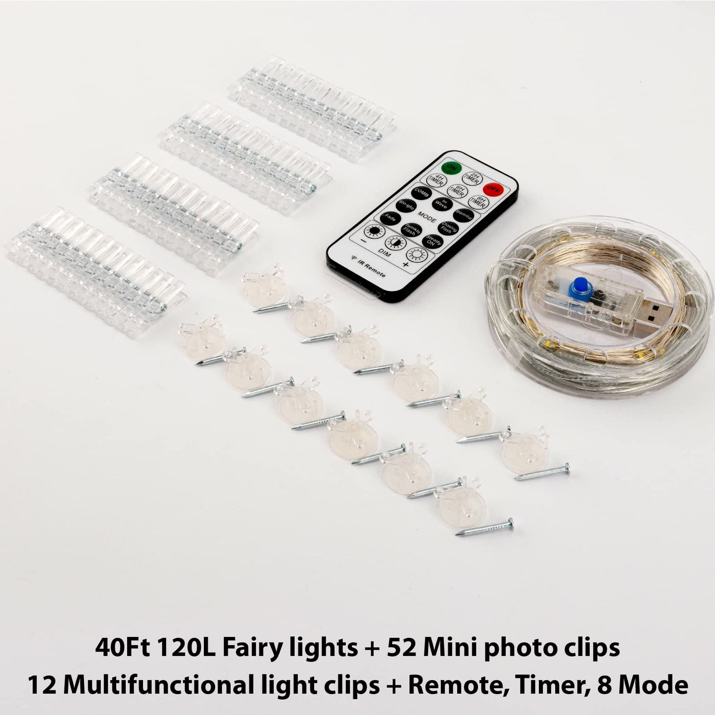 HXWEIYE 120LEDs Photo String Light, Warm White 40Ft