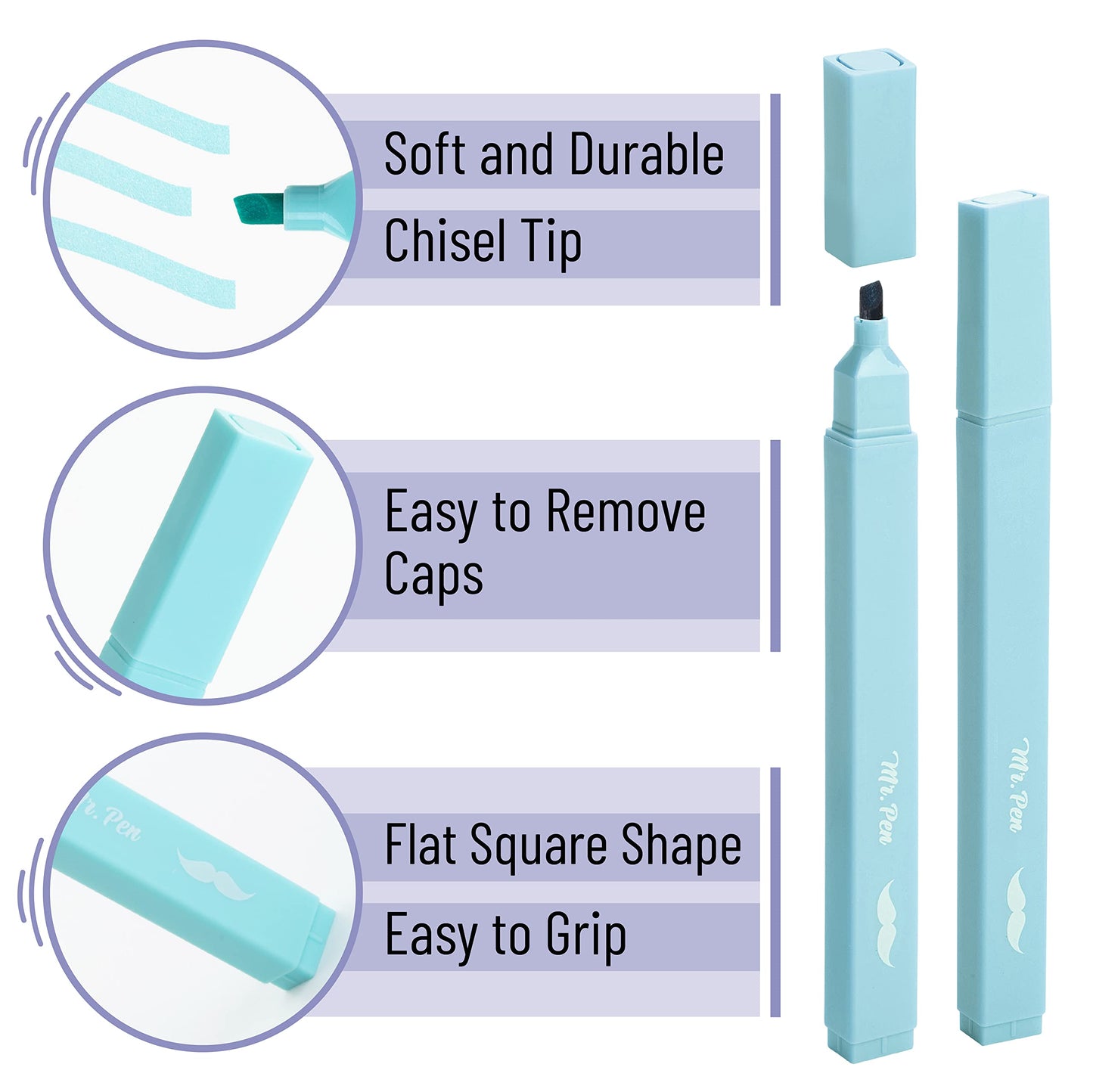 Mr. Pen- Aesthetic Highlighters 20 pcs Chisel Tip