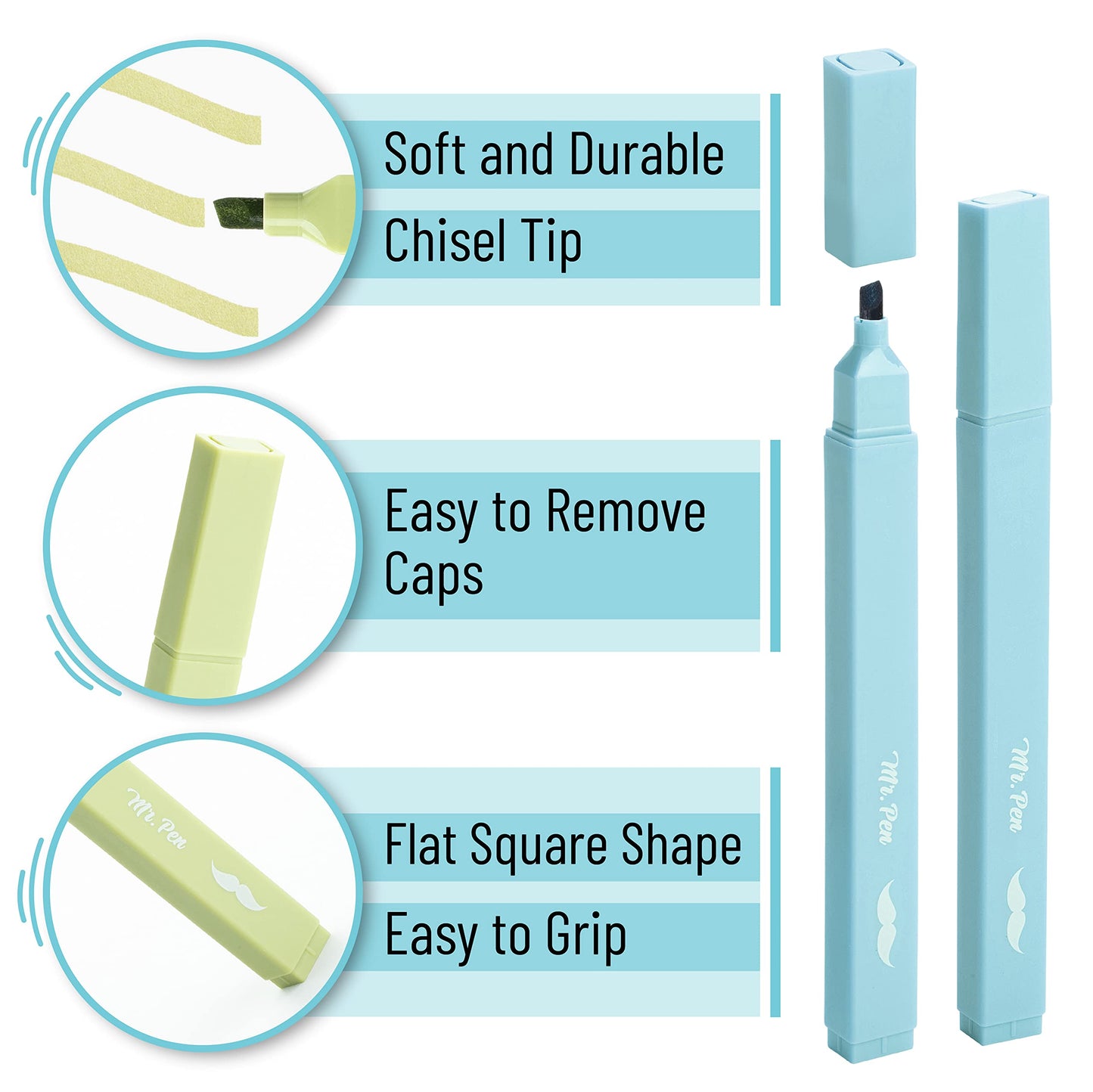 Mr. Pen- Aesthetic Highlighters 20 pcs Chisel Tip