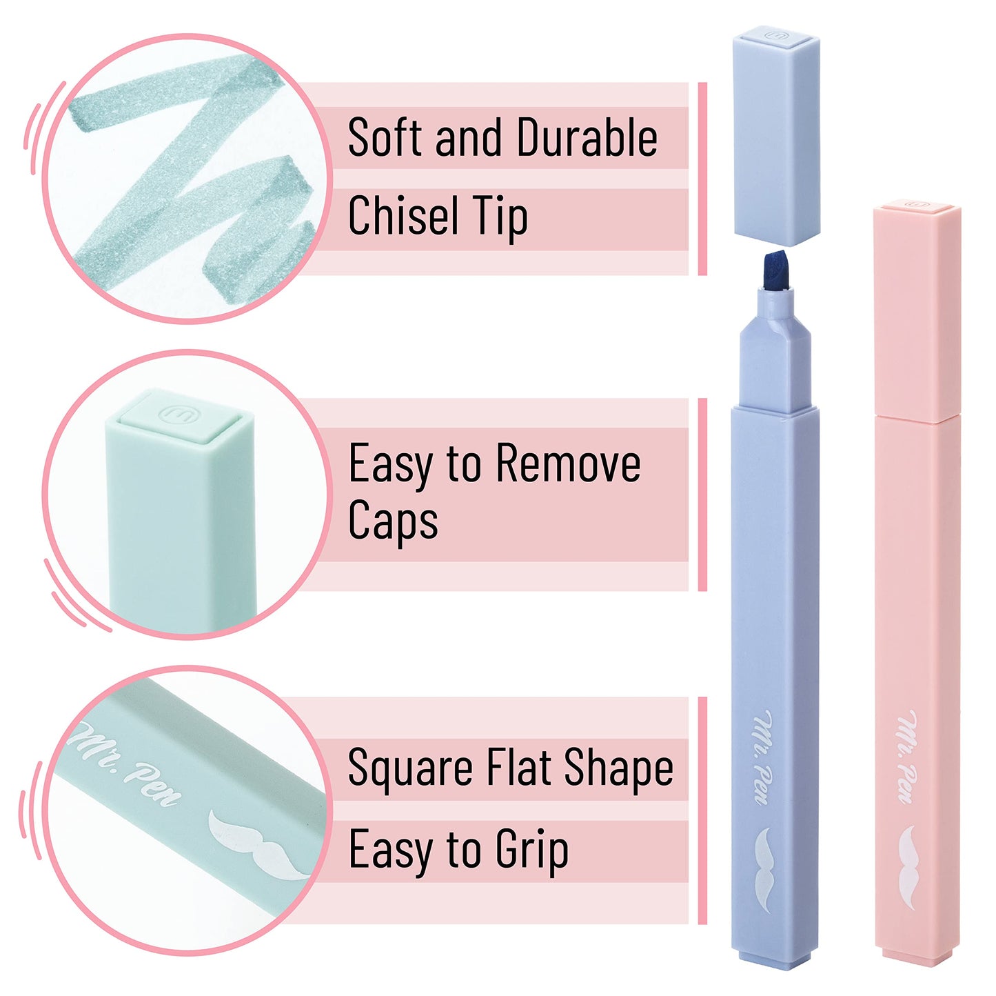 Mr. Pen- Aesthetic Highlighters 20 pcs Chisel Tip