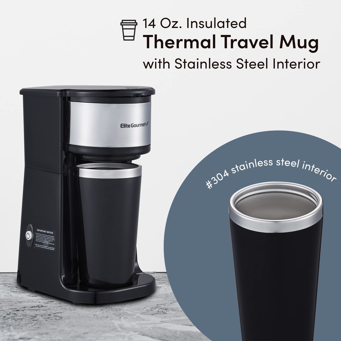 Elite Gourmet EHC114 Personal Single-Serve Compact Coffee Maker