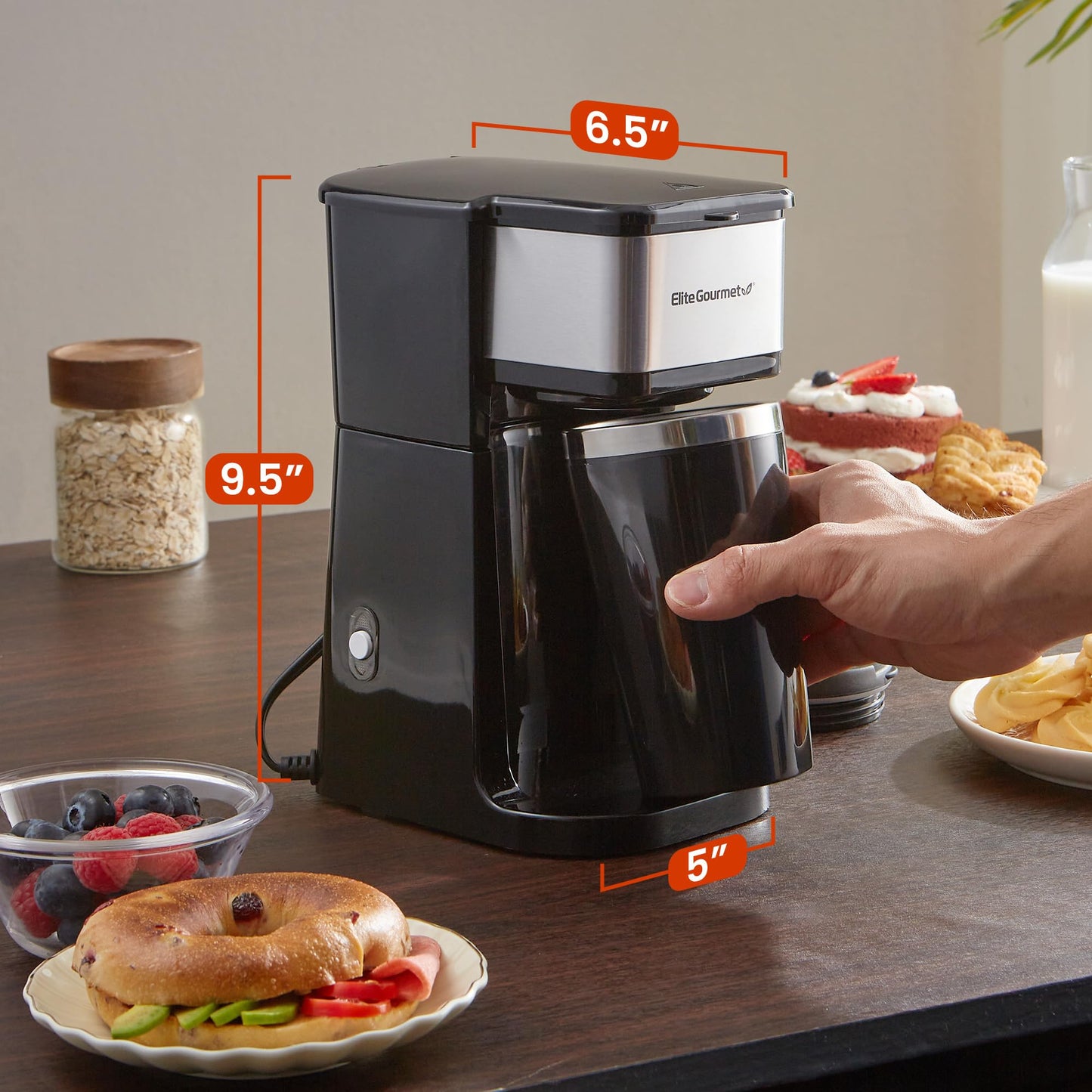 Elite Gourmet EHC114 Personal Single-Serve Compact Coffee Maker