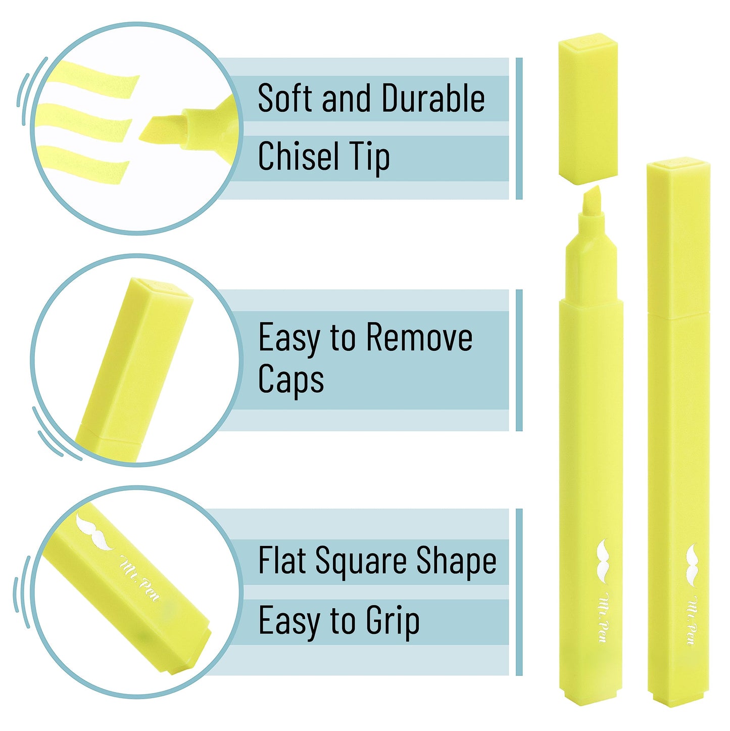 Mr. Pen- Aesthetic Highlighters 20 pcs Chisel Tip