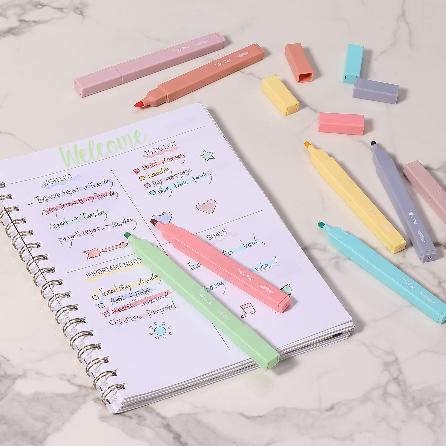 Mr. Pen- Aesthetic Highlighters 20 pcs Chisel Tip
