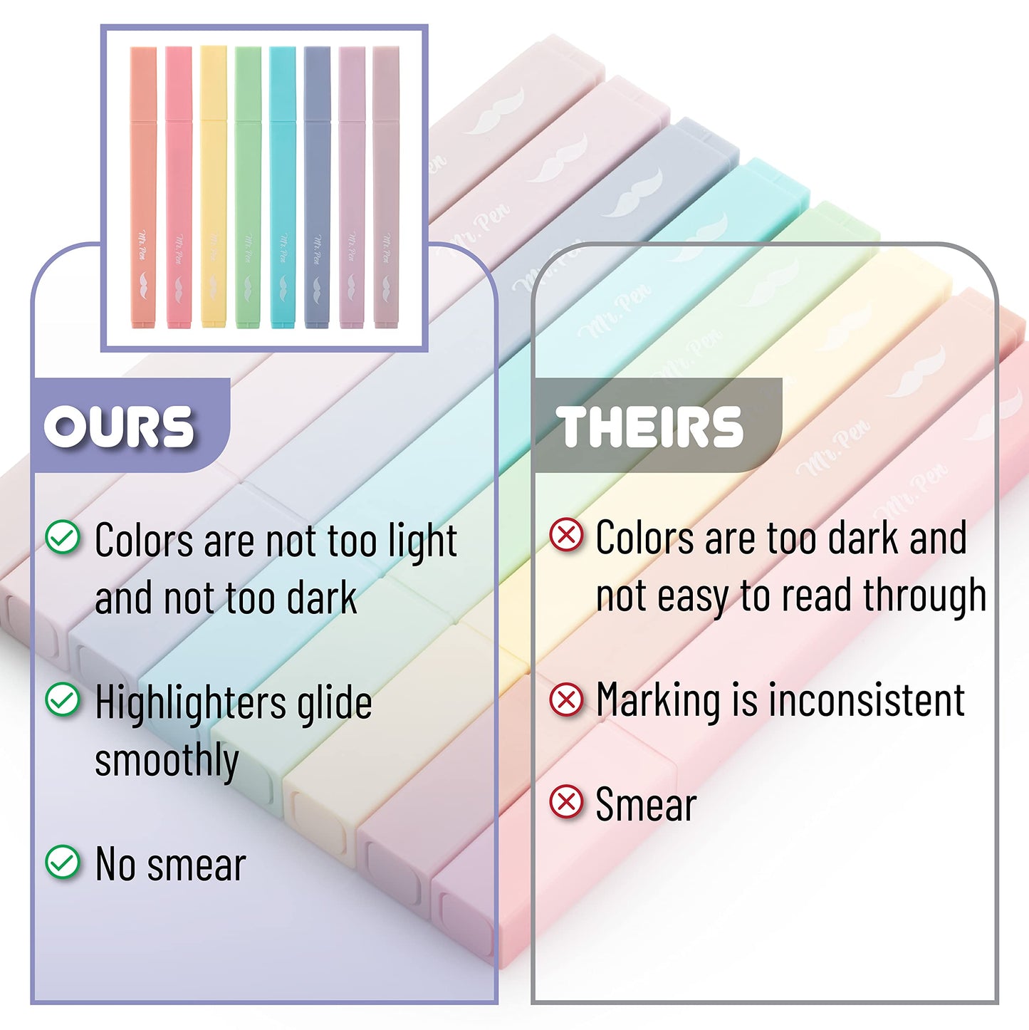 Mr. Pen- Aesthetic Highlighters 20 pcs Chisel Tip