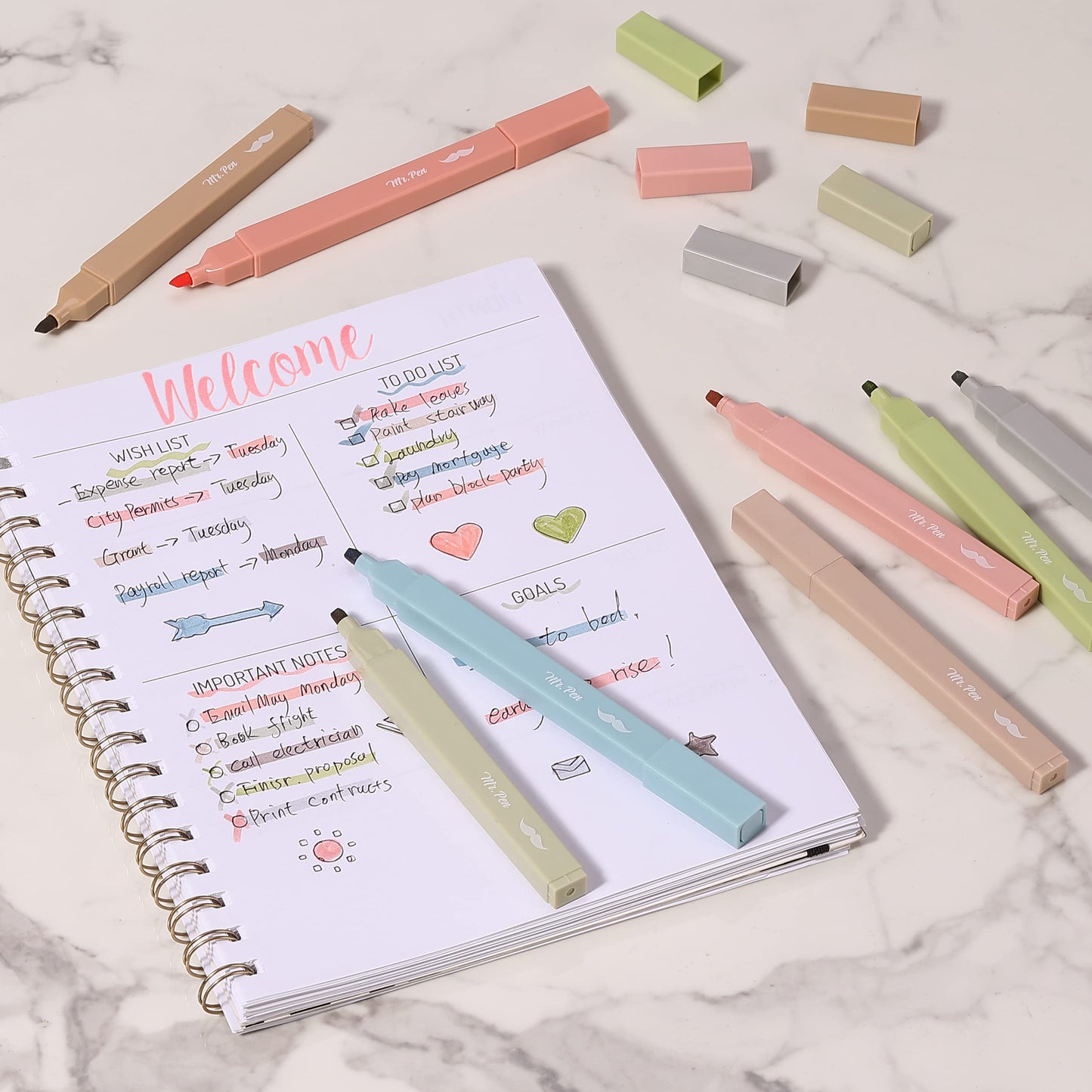 Mr. Pen- Aesthetic Highlighters 20 pcs Chisel Tip