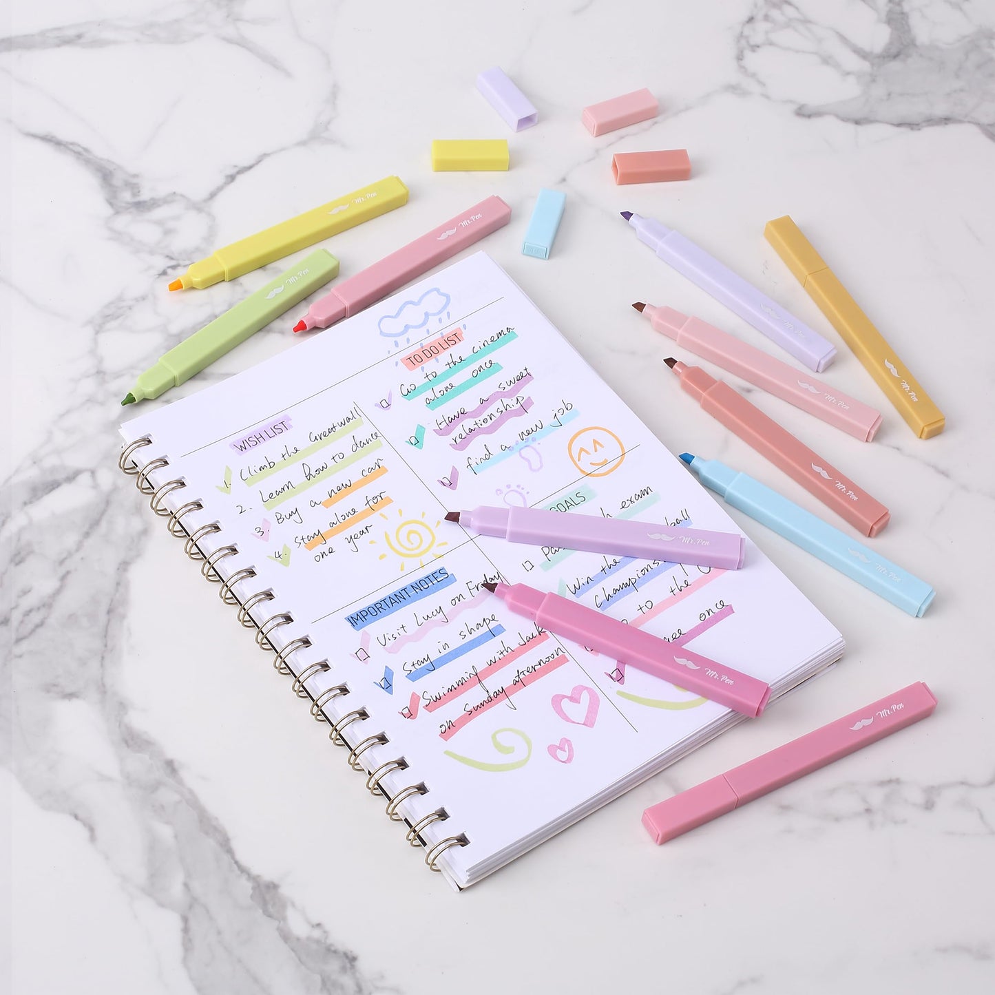 Mr. Pen- Aesthetic Highlighters 20 pcs Chisel Tip