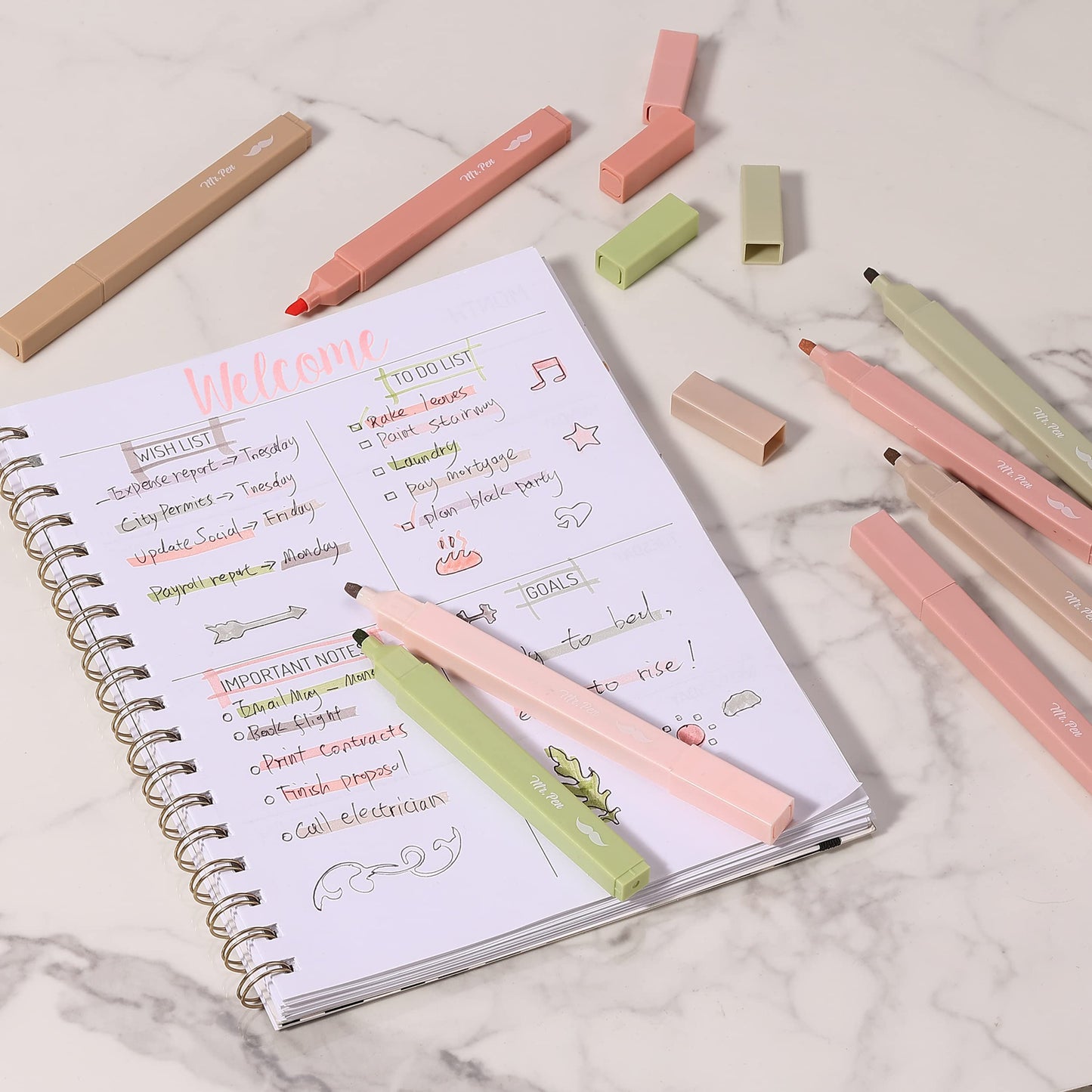 Mr. Pen- Aesthetic Highlighters 20 pcs Chisel Tip