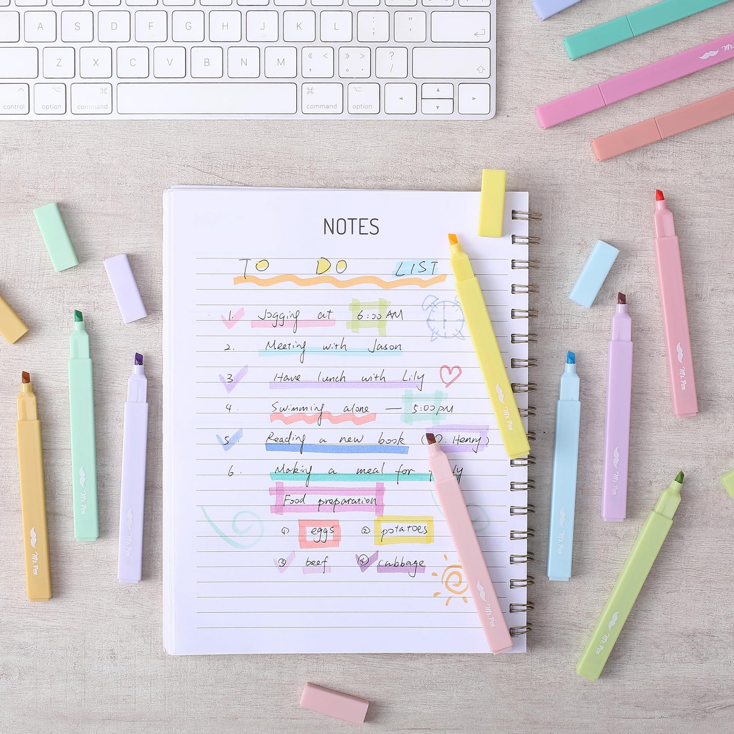 Mr. Pen- Aesthetic Highlighters 20 pcs Chisel Tip